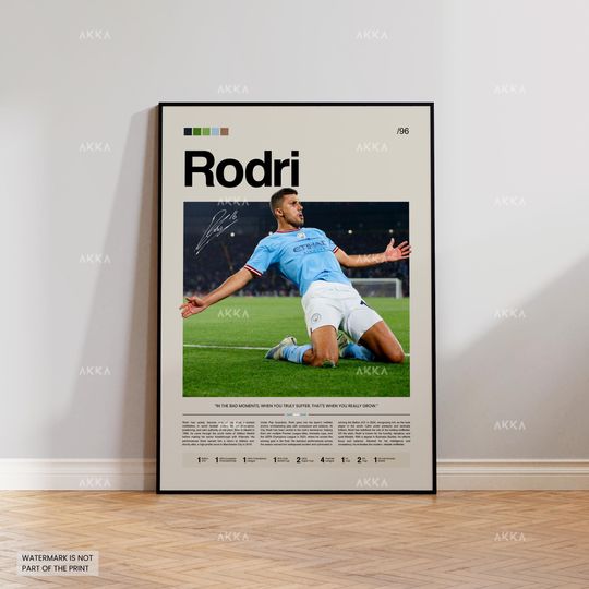 Discover Rodri Poster, Rodri City Wall Art, Framed Rodri Print, Manchester City Team Decor, Football Fan Gift Idea, Soccer Print