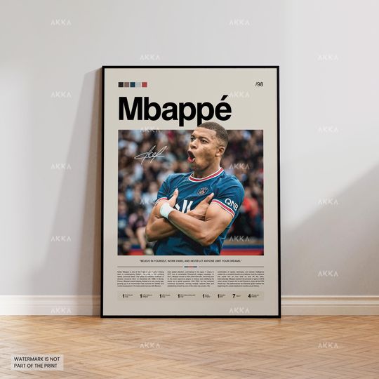 Discover Kylian Mbapp Poster, Mbapp PSG Print, Framed Mbapp Art, Football Fan Gift Idea, Mbapp Decor, Football PSG Poster