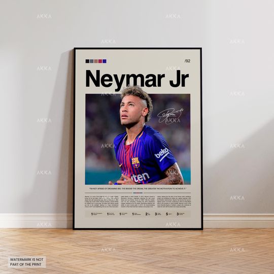 Neymar Jr Poster, Neymar Barcelona Print, Framed O'Ney Art, Barcelona Fan Gift Idea, Neymar Jr Decor, Football Barcelona Poster