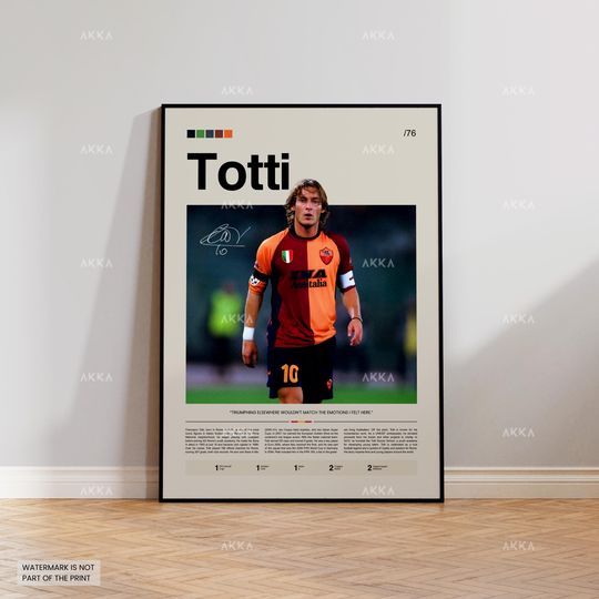 Discover Francesco Totti Poster, Totti Roma Wall Art, Framed Totti Roma Print, Roma Fan Gift Idea, Football Wall Decor, Totti Legend