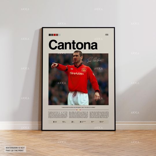 Discover Eric Cantona Poster, Cantona Manchester United Print, Framed Cantona Art, Manchester United Fan Gift Idea, Eric Cantona Decor, United Poster