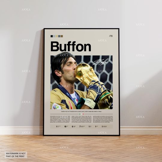 Gianluigi Buffon Poster, Gigi Buffon Print, Framed Buffon Art, Goalkeeper Buffon Fan Gift Idea, Buffon Wall Decor, Italy Goalkeeper Art