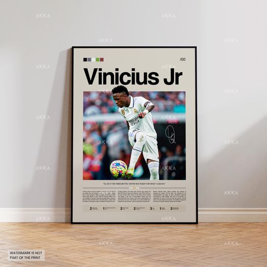 Discover Vinicius Jr Poster, Vinicius Real Madrid Print, Framed Vinicius Art, Real Madrid Fan Gift Idea, Vinicius Decor, Real Madrid Legend Poster
