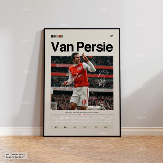 Van Persie Poster, Van Persie Arsenal Print, Framed Van Persie Art, Arsenal Fan Gift Idea, Van Persie Decor, Arsenal Icon Poster