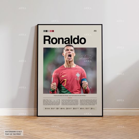 Discover Cristiano Ronaldo Poster, Ronaldo Portugal Wall Art, Framed Ronaldo Print, Portugal Ronaldo Decor, Ronaldo Fan Gift Idea
