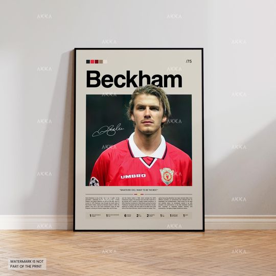 David Beckham Poster, Beckham United Wall Art, Framed Beckham Print, Man United Fan Gift Idea, Beckham Wall Decor, Soccer Poster