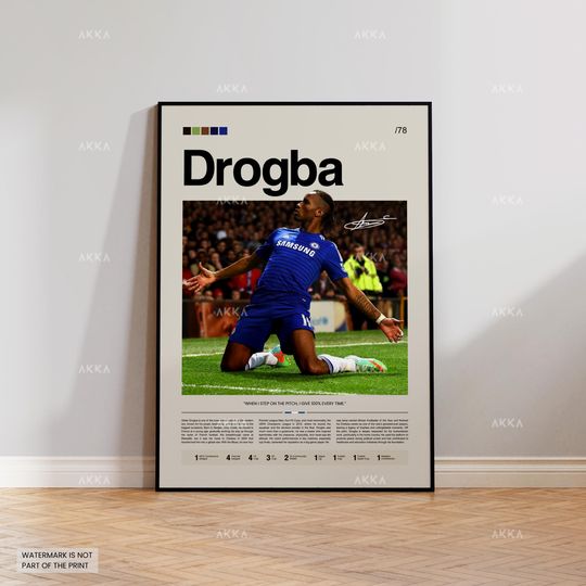Discover Didier Drogba Poster, Drogba Chelsea Print, Framed Drogba Art, Chelsea Fan Gift Idea, Drogba Decor, Chelsea Legend Poster