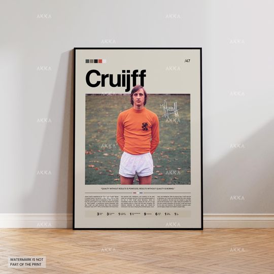 Johan Cruijff Poster, Johan Cruijff Wall Art, Framed Cruijff Print, Football Fan Gift Idea, Soccer Wall Decor, Soccer Poster