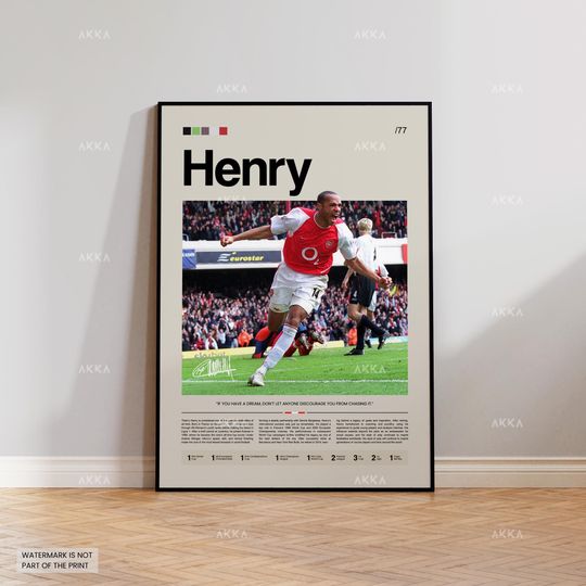 Discover Thierry Henry Poster, Henry Arsenal Print, Framed Henry Art, Arsenal Wall Art, Arsenal Fan Gift Idea, Football Poster