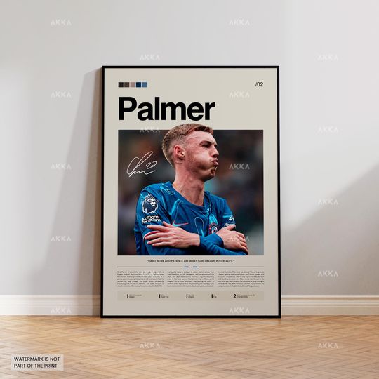 Cole Palmer Poster, Palmer Chelsea Print, Framed Cold Palmer Art, Chelsea Fan Gift Idea, Football Wall Decor, Chelsea Poster