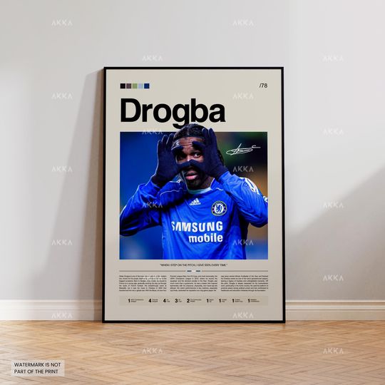 Discover Didier Drogba Poster, Drogba Chelsea Print, Framed Drogba Art, Chelsea Fan Gift Idea, Drogba Decor, Chelsea Legend Poster