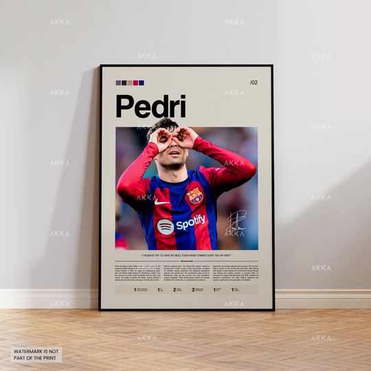 Discover Pedri Poster, Pedri Barcelona Wall Art, Framed Pedri Print, Barcelona FC Decor, Barcelona FC Fan Gift Idea, Soccer Print