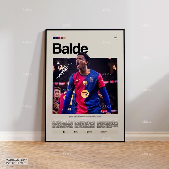 Discover Alejandro Balde Poster, Balde Barcelona Wall Art, Framed Balde Print, Barcelona FC Decor, Barcelona FC Fan Gift Idea, Soccer Print
