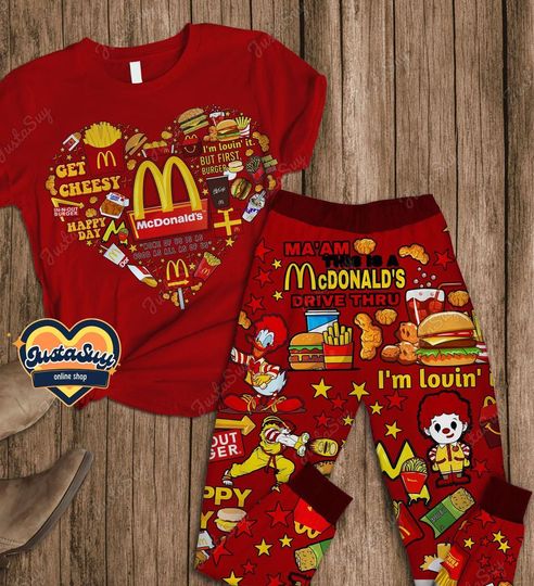 Discover Mc Donald's T-shirt And Pant, Mc Donald's Shirt, Mc Donald's Pajamas Set, Mc Donald's Pajamas, Fast Food Shirt, Mc Donald Pajamas Pants