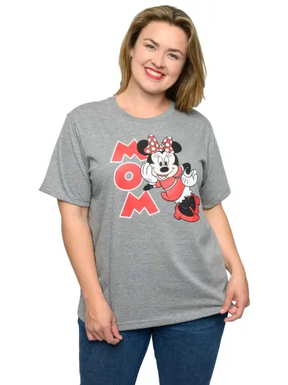 Discover Minnie Mouse Mom T-Shirt Women’s Plus Size Short Sleeve Gray Red