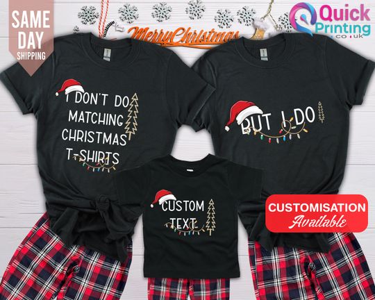 Discover I don't do matching Christmas outfits Pajama Set, Ugly Christmas Couple T-Shirt, Christmas Family Matching Shirts, Family Men Funny shirt