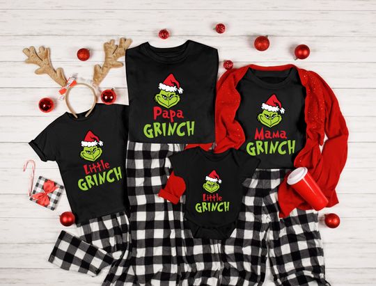 funny character Family Christmas Shirts, Matching Holiday Outfit Set, Mama Papa Little funny character Shirts,Funny Christmas Family Sweatshirt,Group Xmas Tee