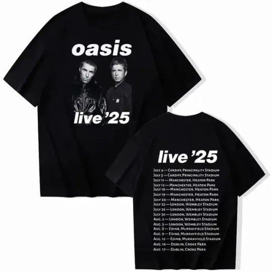 Discover Oasis Live 25 Tour 2025 T-Shirt Unisex Summer Casual Music Tee