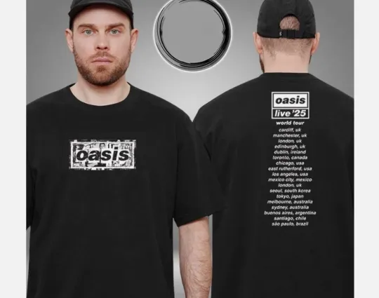 Oasis Merch For Cardiff Tour 2025 Two Sided Unisex T-Shirt