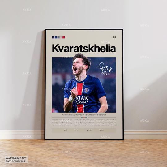 Discover Khvicha Kvaratskhelia Poster, Kvara PSG Wall Art, Framed Kvaradona Print, Saint German Decor, PSG FC Fan Gift Idea, Soccer Print