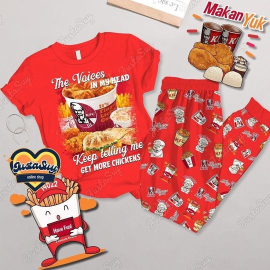 Kfc Shirt, KFC Pajamas, Kfc Pajamas Set, Kfc Pajamas Pants, Fried Chicken Pajamas, Fast Food Pajamas, Kfc T-shirt, Fried Chicken Lover