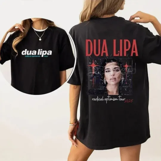 Discover Retro Inspired Dua Lipa Tour Black Shirt Music Lovers Unisex Tee 2025 T-Shirt