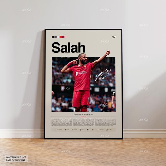 Discover Mohamed Salah Poster, Salah Liverpool Wall Art, Framed Salah Print, Liverpool Decor, The Reds Fan Gift Idea, Soccer Print