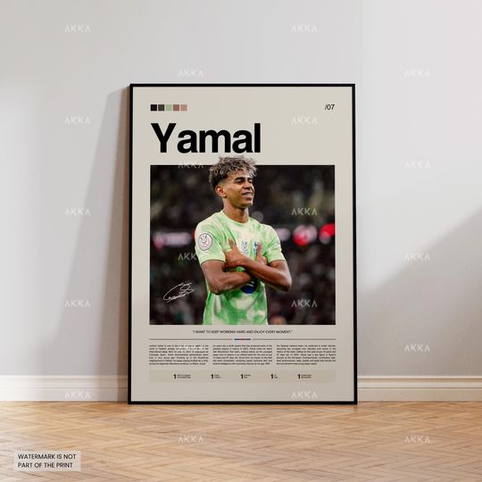 Discover Lamine Yamal Poster, Yamal Barcelona Wall Art, Framed Yamal Print, Barcelona FC Decor, Barcelona FC Fan Gift Idea, Soccer Print