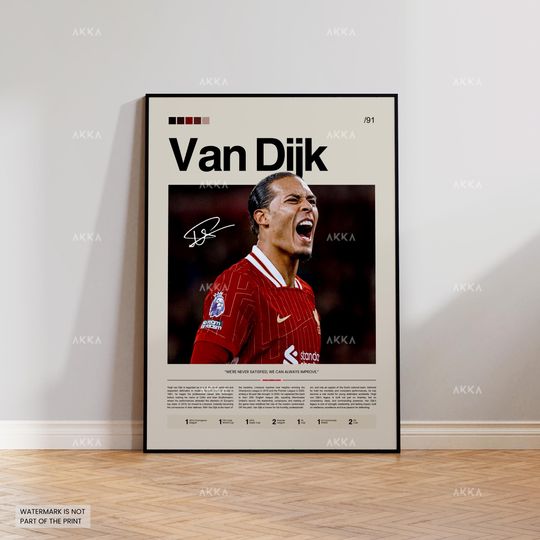 Discover Virgil Van Dijk Poster, Van Dijk Reds Wall Art, Framed Van Dijk Print, Liverpool FC Team Decor, Liverpool Fan Gift Idea, Soccer Print