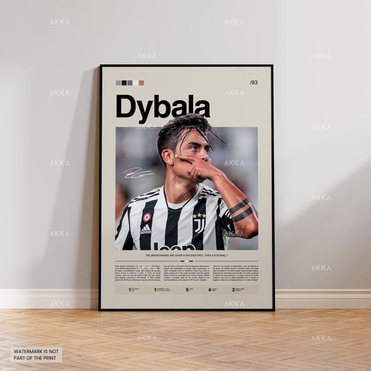 Discover Paulo Dybala Poster, Dybala Juventus Wall Art, Framed Dybala Print, Football Fan Gift Idea, Juventus Wall Decor, Soccer Poster