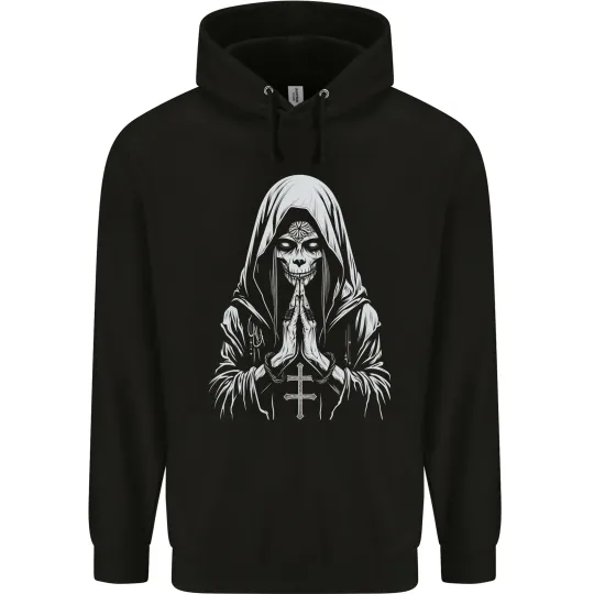 Discover Evil Praying Nun Skull Demon Hoodie Men’s