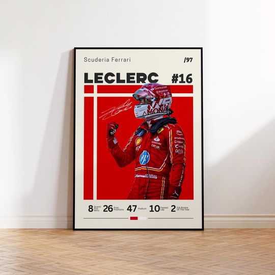 Discover Charles Leclerc Poster, Ferrari F1 Poster, Formular 1 Wall Art, F1 Racing Print, Motorsport Decor, Motorsports Wall Art, Car Racing Artwork