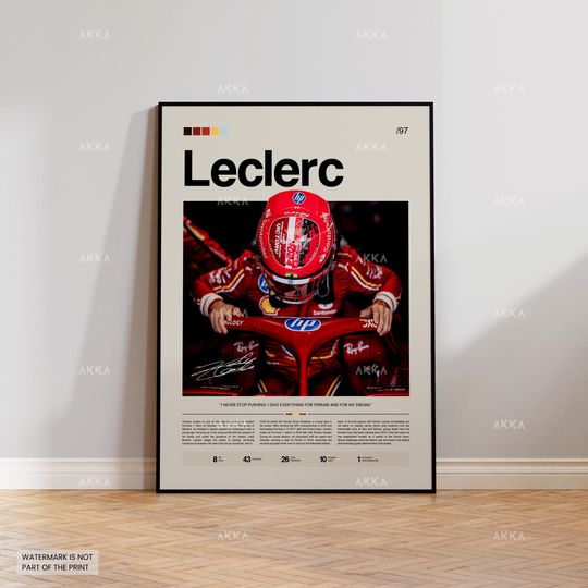 Discover Charles Leclerc Poster, Leclerc Ferrari Wall Art, Framed Ferrari F1 Print, Motorsport Grand Prix Decor, Car Racing Artwork, Leclerc Ferrari