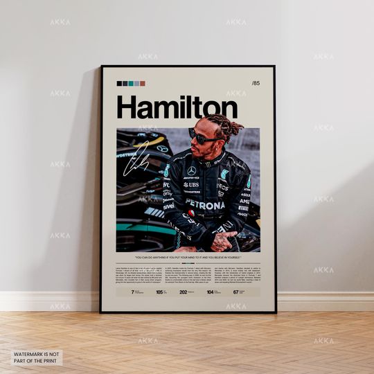 Discover Lewis Hamilton Poster, Hamilton Mercedes Wall Art, Framed Mercedes F1 Print, Motorsport Grand Prix Decor, Car Racing Artwork