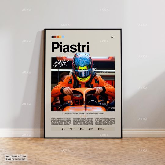 Discover Oscar Piastri Poster, Piastri McLaren Wall Art, Framed McLaren F1 Print, Motorsport Grand Prix Decor, Car Racing Artwork, Piastri McLaren