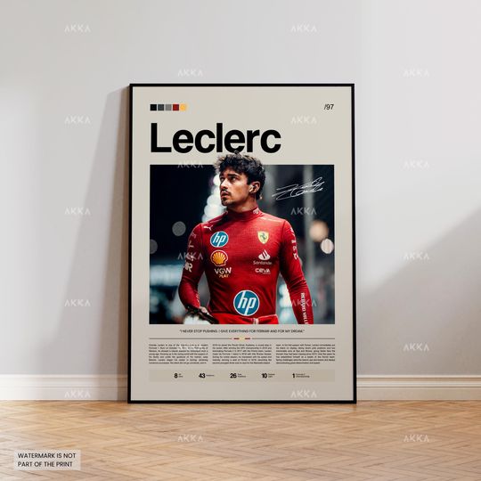 Discover Charles Leclerc Poster, Leclerc Ferrari Wall Art, Framed Ferrari F1 Print, Motorsport Grand Prix Decor, Car Racing Artwork, Leclerc Ferrari