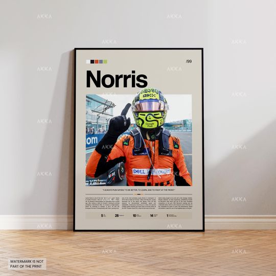 Discover Lando Norris Poster, Norris McLaren Wall Art, Framed McLaren F1 Print, Motorsport Grand Prix Decor, Car Racing Artwork, Norris McLaren