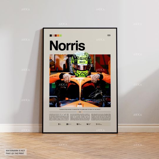 Discover Lando Norris Poster, Norris McLaren Wall Art, Framed McLaren F1 Print, Motorsport Grand Prix Decor, Car Racing Artwork, Norris McLaren
