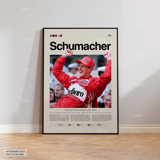 Discover Michael Schumaker Poster, Schumaker Ferrari Wall Art, Framed Ferrari F1 Print, Motorsport Grand Prix Decor, Car Racing Artwork