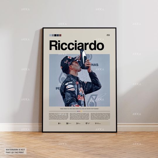Discover Daniel Ricciardo Poster, Ricciardo RedBull Wall Art, Framed RedBull F1 Print, Motorsport Grand Prix Decor, Car Racing Artwork, F1 RedBull