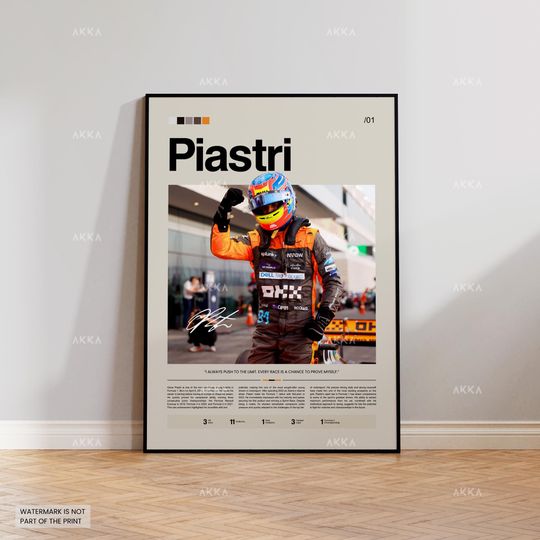 Discover Oscar Piastri Poster, Piastri McLaren Wall Art, Framed McLaren F1 Print, Motorsport Grand Prix Decor, Car Racing Artwork, Piastri McLaren