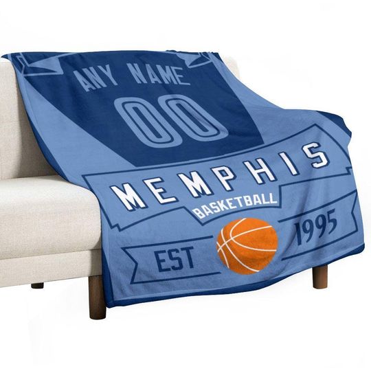 Discover Memphis Custom Basketball Blanket for Boys Girls, Personalized Name Number Throw Blanket for Basketball Lovers Gifts, Sofa Bed Blankets