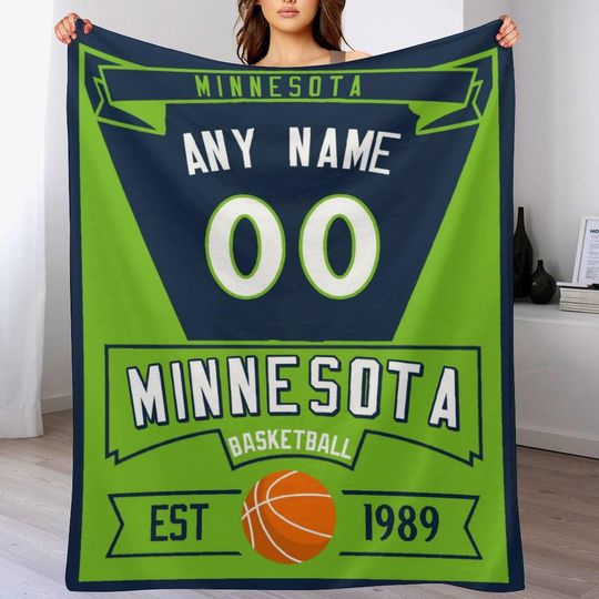 Discover Minnesota Custom Basketball Blankets - Personalized Basketball Team Throw Blankets Gifts for Boys Girls Teens Adult, Basketball Player Gifts