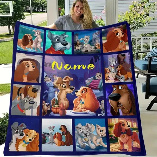 Custom Name Lady and the Tramp Fleece Blanket