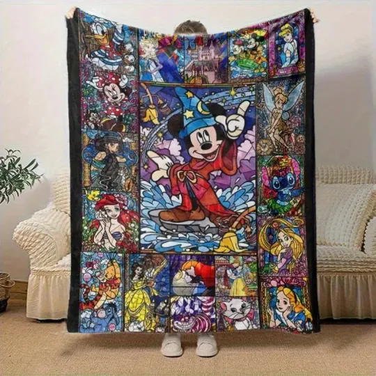 Disney Stained Glass Style Fleece Blanket