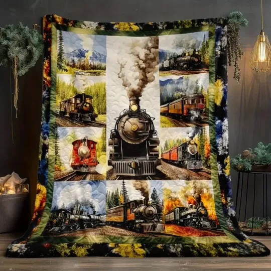 Discover Train Theme Fleece Blanket, Gift For Kid And Family