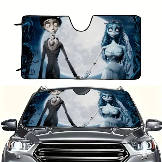 Jack & Sally Together Forever Halloween Night Car Windshield Sun Shade
