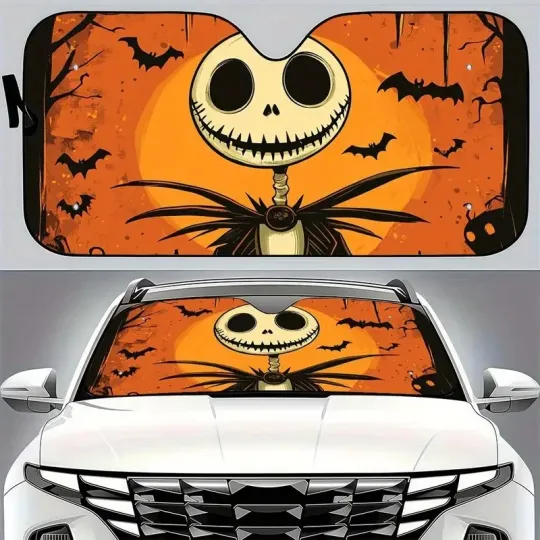 Discover Jack Skellington The Pumpkin King Halloween Bats Car Windshield Sun Shade