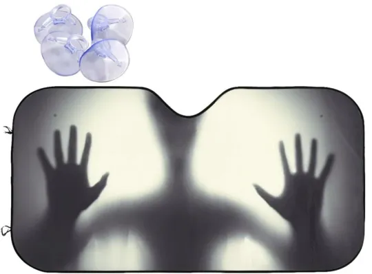 Creepy Ghost Hand Car Sunshade UV Windshield Cover Foldable Halloween Decor