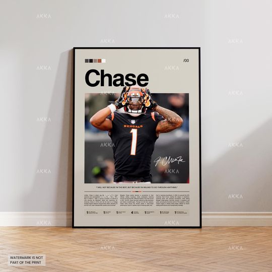 Discover Ja'Marr Chase Poster, Chase Bengals Print, Cincinnati Bengals Art, Chase Wall Decor, Cincinnati Bengals Print Fan Gift Idea, football Art